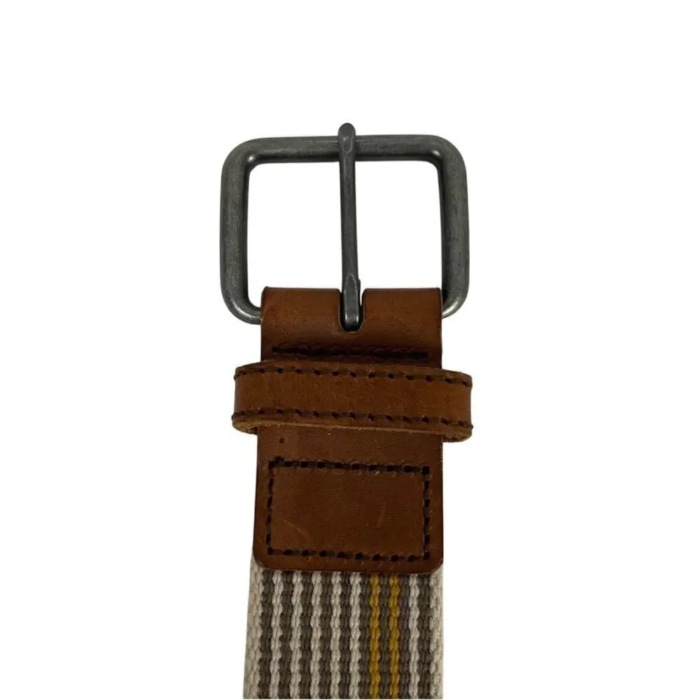 FAT FACE Woven Belt with Bronze-Tone Metal Buckle Preppy Size Large 37-41 Inches